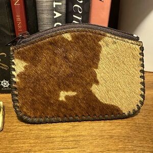 Brown and Cream Cowhide Coin Purse
